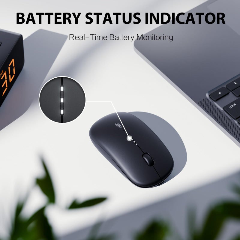 INPHIC M1 II Wireless Mouse Bluetooth, 80g Tri-Mode (Bluetooth 5.0/4.0+USB) Computer Mouse, Visible Battery Leval, Type-C Charging, for Windows/PC/Mac/Tablet/Laptop - Black - Image 4