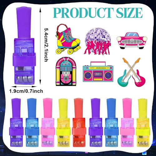 Oitnlaughter 36Pcs 1950s Retro LED Finger Lights 50s Party Favors Glow in the Dark Light Up Finger Lights 90s Themed Toys Bulk for Kids Birthday Party Goodie Bag Stuffer Birthday Gifts Classroom Prize - Image 5