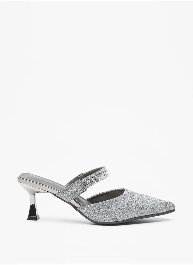 فلورا بيلا Women's Embellished Slip-On Mules with Flared Heels