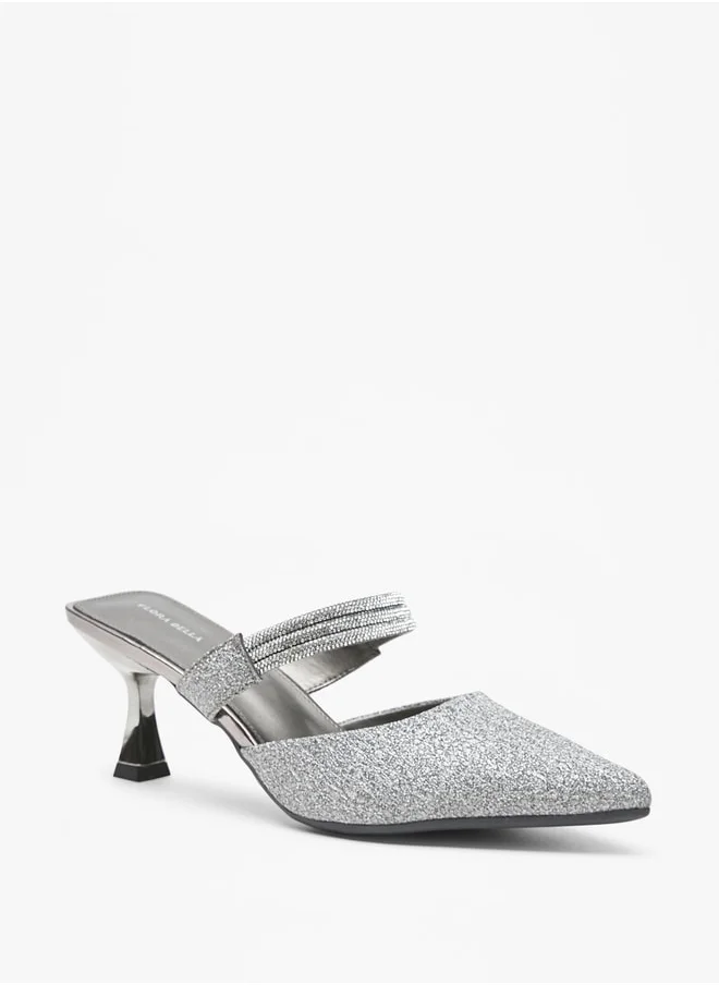 Flora Bella Women's Embellished Slip-On Mules with Flared Heels