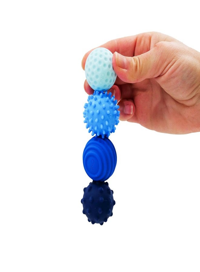ONO Signets - Silicone Magnetic Balls with Textured Dimples, Bumps, and Waves | Fun to Play with Fidget Toy for Adults | Help Relieve Stress, Anxiety, Tension (Sapphire, Set of 4) - Image 1