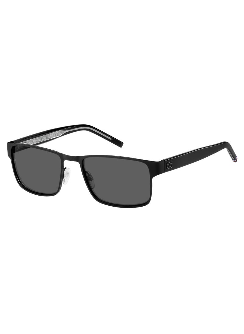 TOMMY HILFIGER Men's Uv Protection Rectangular Shape Acetate Sunglasses Th 1974/S Grey 41 - Lens Size: 40.6 Mm - Mtt Black  - Image 1