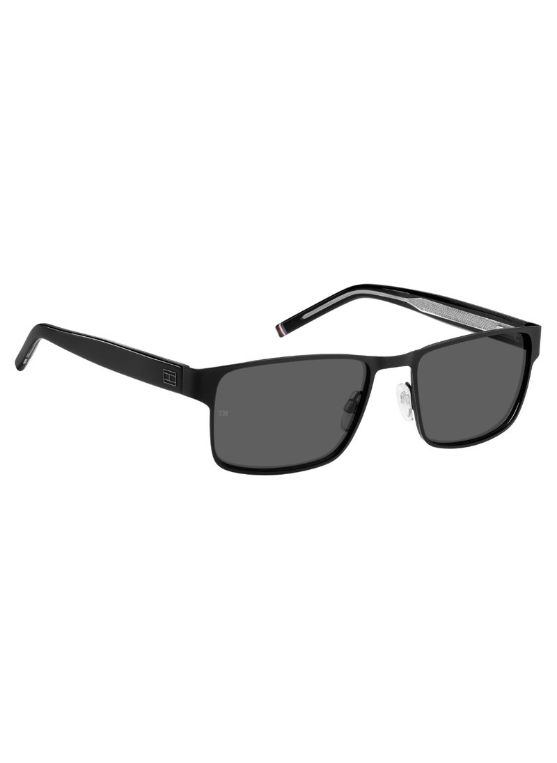 TOMMY HILFIGER Men's Uv Protection Rectangular Shape Acetate Sunglasses Th 1974/S Grey 41 - Lens Size: 40.6 Mm - Mtt Black  - Image 2