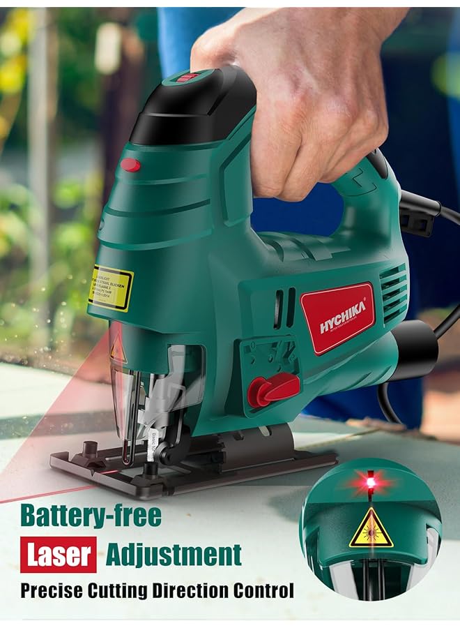 erorex Jigsaw 800W Max Cutting Depth 110Mm For Wood 800 3000Spm Electric Jigsaw With Laser 7 Variable Speeds 0 3 Orbital Sets Bevel Cutting 45 ° To 45 6 Blades - Image 2