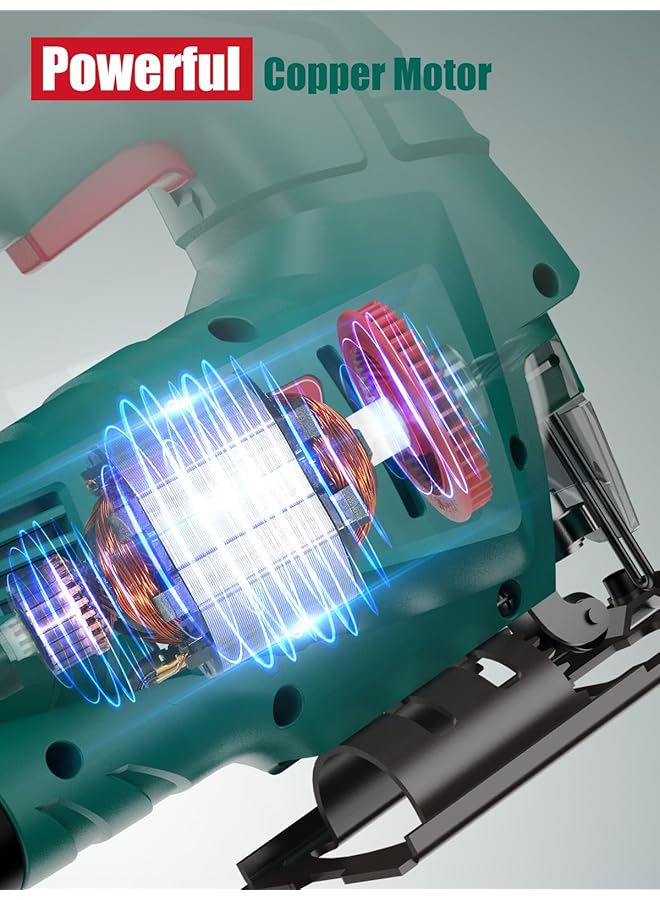 erorex Jigsaw 800W Max Cutting Depth 110Mm For Wood 800 3000Spm Electric Jigsaw With Laser 7 Variable Speeds 0 3 Orbital Sets Bevel Cutting 45 ° To 45 6 Blades - Image 4