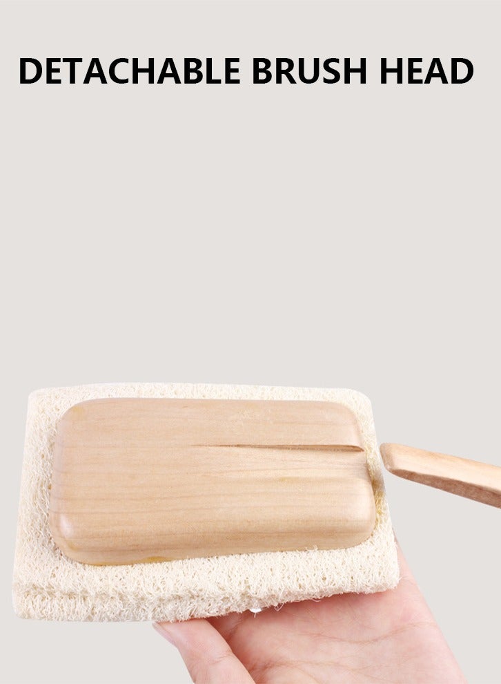 Natural Exfoliating Loofah Loofah Bath Brush Stick - With Long Wooden Handle Men's & Women's Back Brush - Shower Sponge Body Back Cleaner - Image 3