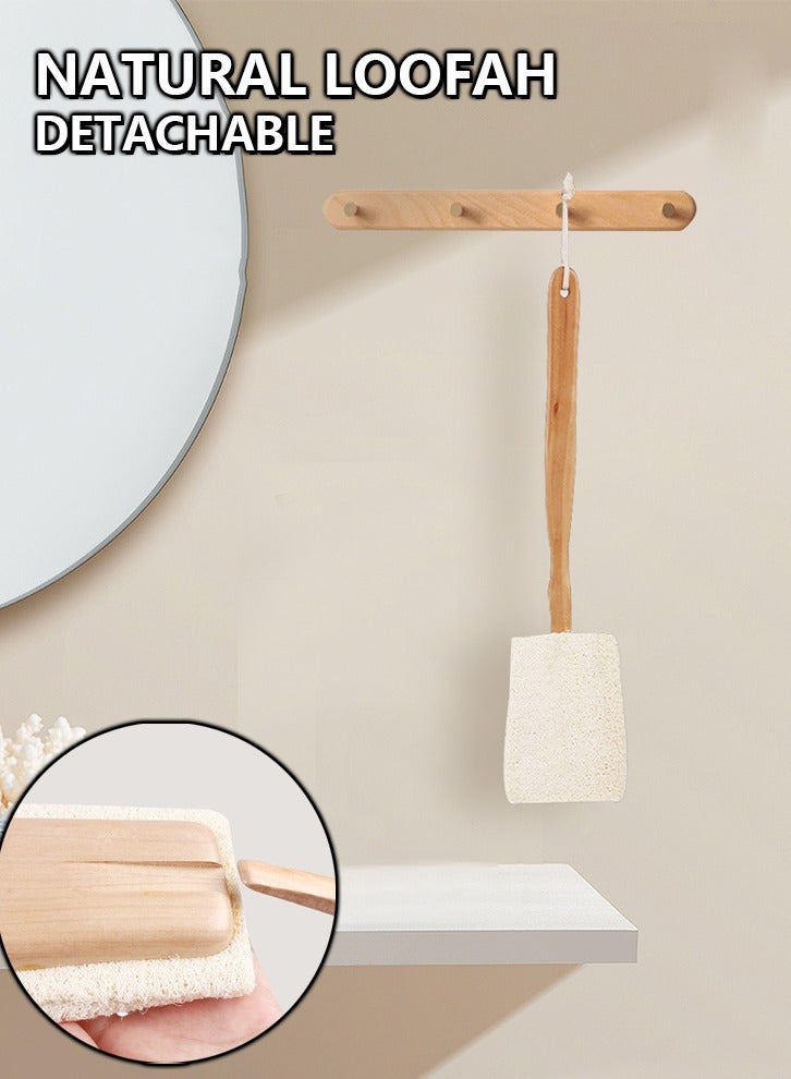Natural Exfoliating Loofah Loofah Bath Brush Stick - With Long Wooden Handle Men's & Women's Back Brush - Shower Sponge Body Back Cleaner - Image 1