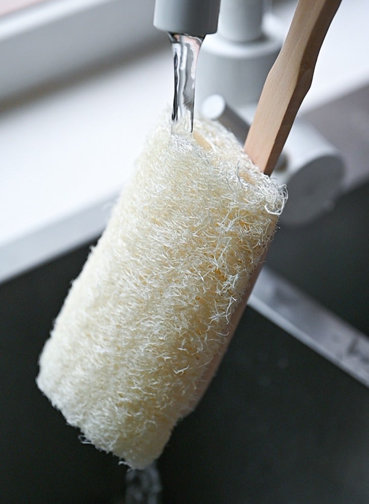 Natural Exfoliating Loofah Loofah Bath Brush Stick - With Long Wooden Handle Men's & Women's Back Brush - Shower Sponge Body Back Cleaner - Image 5