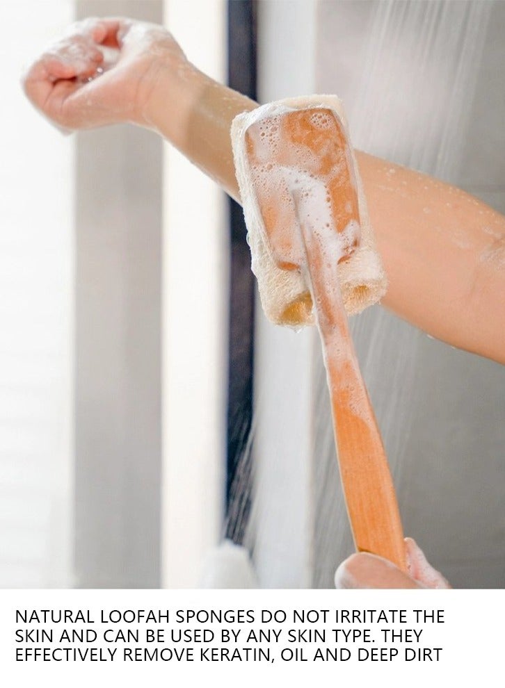Natural Exfoliating Loofah Loofah Bath Brush Stick - With Long Wooden Handle Men's & Women's Back Brush - Shower Sponge Body Back Cleaner - Image 2