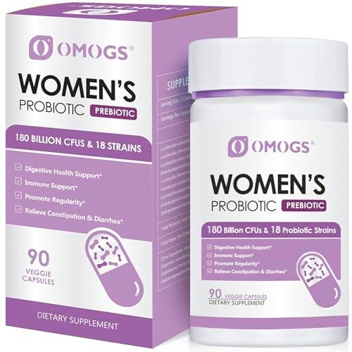 OMOGS Womens Probiotic 180 Billion CFUs 18 Strains with Organic Prebiotics Cranberry Extract DMannose Digestive Enzymes for Digestive Boost Immune PH Balance Urethral Health 90 Capsules