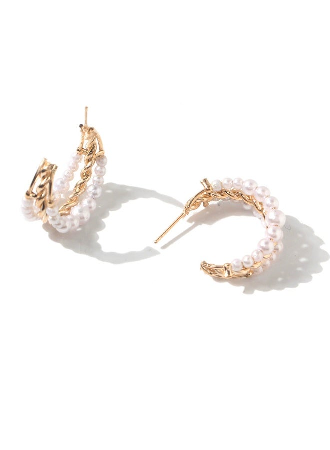 Goolsky Trendy Pearl Hoop Earrings for Women – Minimalist Elegant Fashion Jewelry, Faux/Freshwater Pearls Small Hoops S925 Silver Hypoallergenic, Office Daily Casual Events Versatile Wear - Image 3