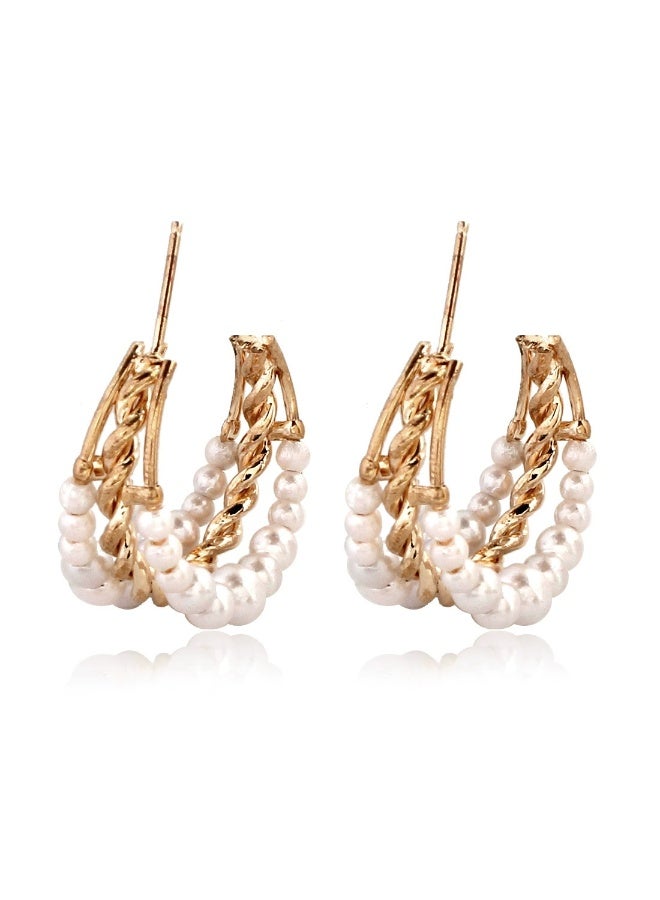 Goolsky Trendy Pearl Hoop Earrings for Women – Minimalist Elegant Fashion Jewelry, Faux/Freshwater Pearls Small Hoops S925 Silver Hypoallergenic, Office Daily Casual Events Versatile Wear - Image 1