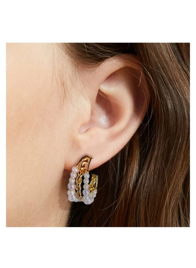 Goolsky Trendy Pearl Hoop Earrings for Women – Minimalist Elegant Fashion Jewelry, Faux/Freshwater Pearls Small Hoops S925 Silver Hypoallergenic, Office Daily Casual Events Versatile Wear - Image 5