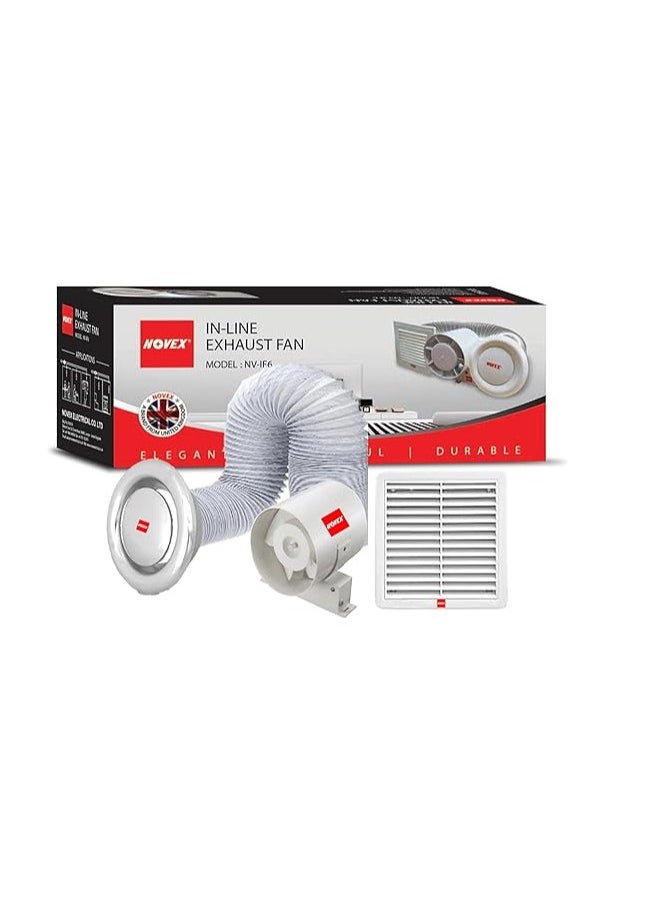 NOVEX Duct In-Line Exhaust Fan complete Kit (4" Inch)  - Image 1
