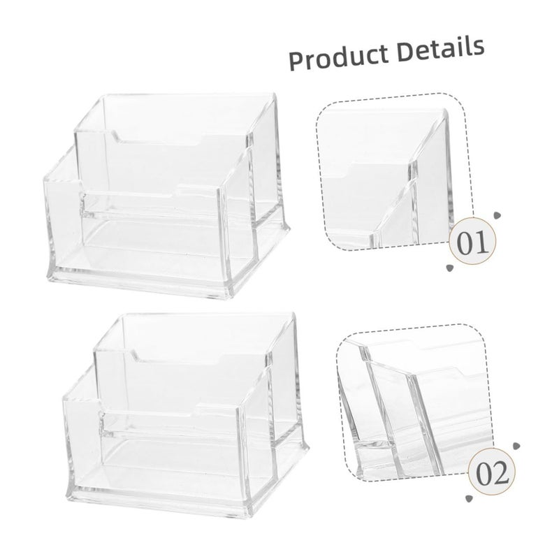 Operitacx 5pcs Clear Desktop Plastic Business Card Holder Organizer With 2 Compartments For Office Conference Table Display - Image 4