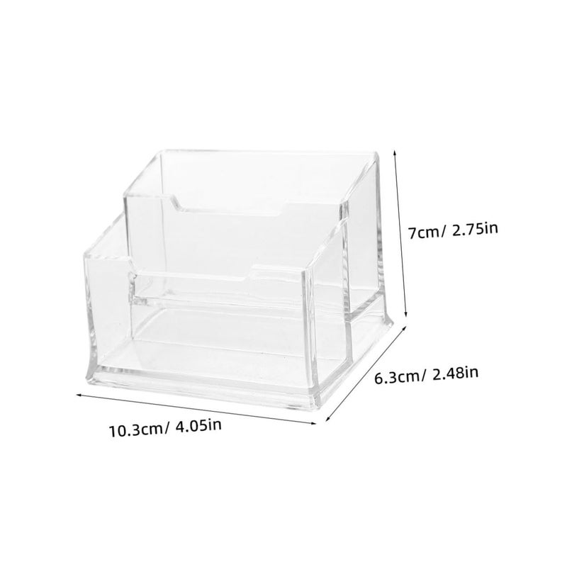 Operitacx 5pcs Clear Desktop Plastic Business Card Holder Organizer With 2 Compartments For Office Conference Table Display - Image 3