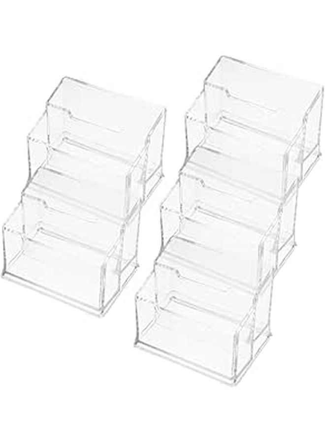 Operitacx 5pcs Clear Desktop Plastic Business Card Holder Organizer With 2 Compartments For Office Conference Table Display - Image 1