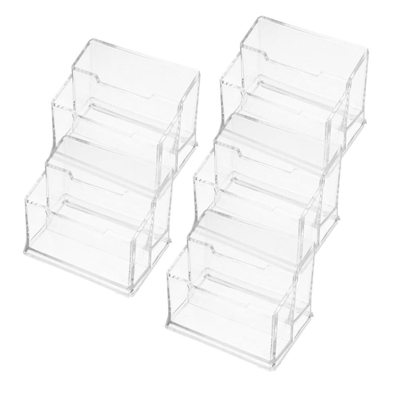 Operitacx 5pcs Clear Desktop Plastic Business Card Holder Organizer With 2 Compartments For Office Conference Table Display - Image 2