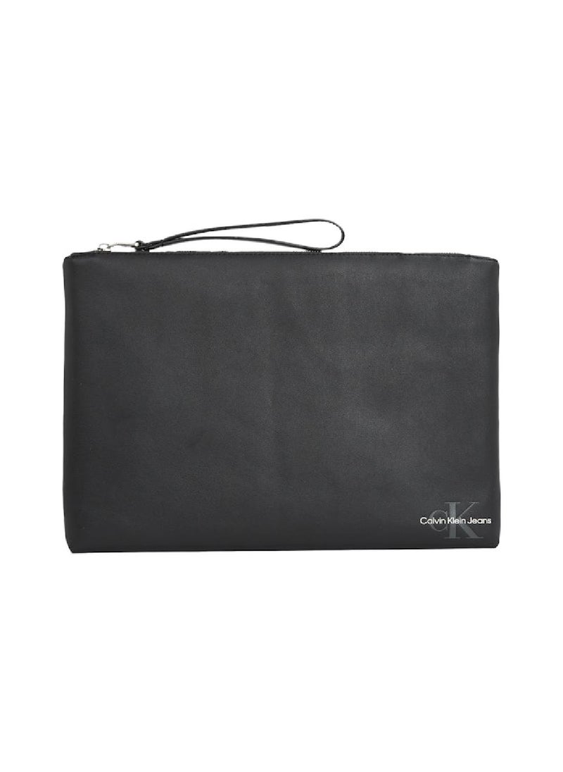 Calvin Klein Jeans Men's Monogram Mini Pouch - Faux Leather, Black  - Image 1