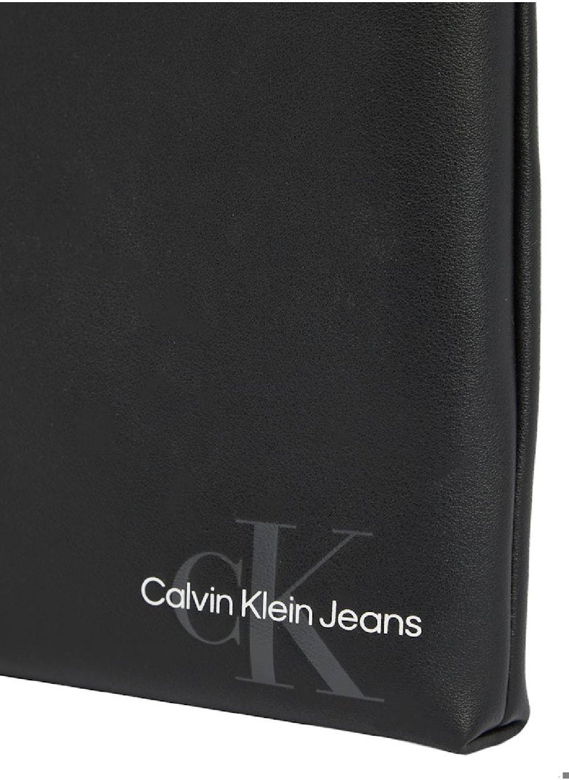 Calvin Klein Jeans Men's Monogram Mini Pouch - Faux Leather, Black  - Image 2