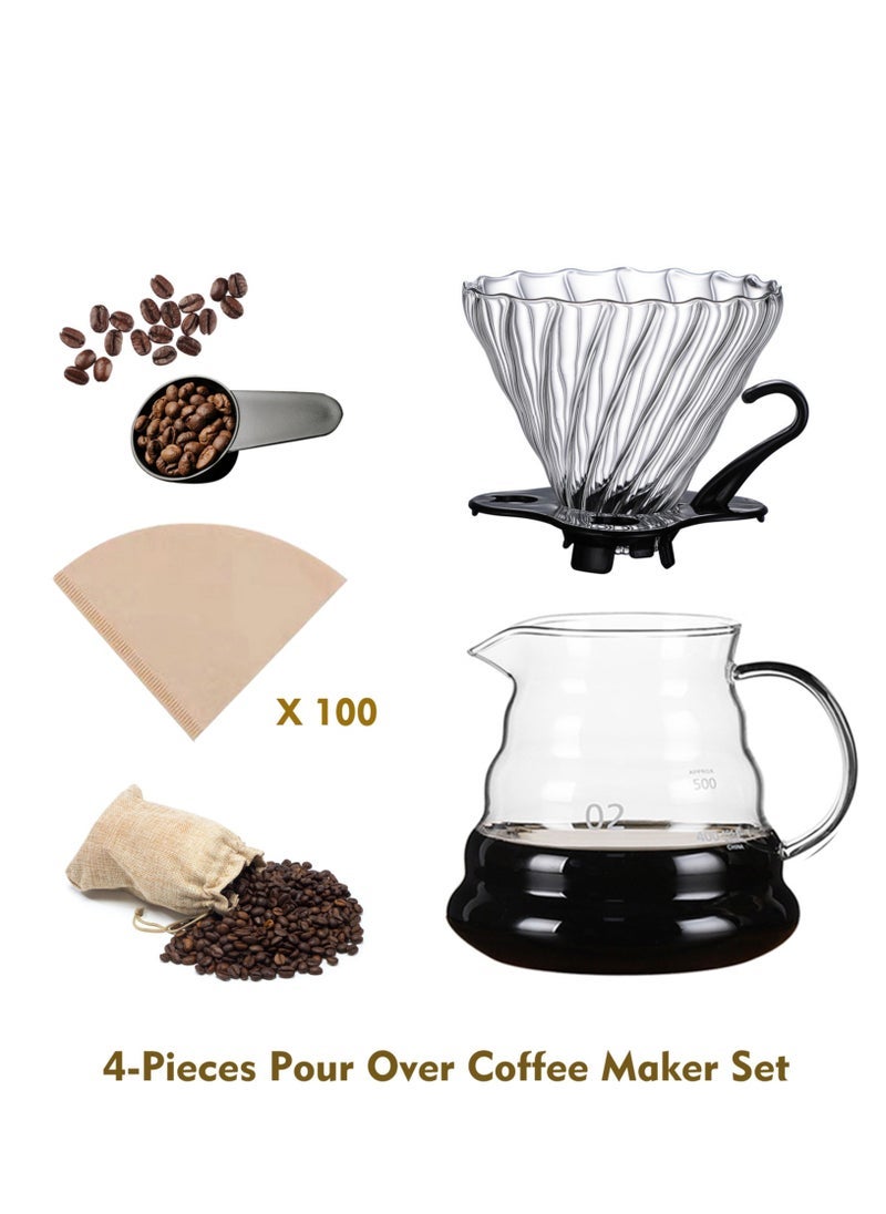 شاربدو ☕V60 مجموعة صانع القهوة بالتنقيط صب فوق صانع القهوة 4 قطع - Image 1