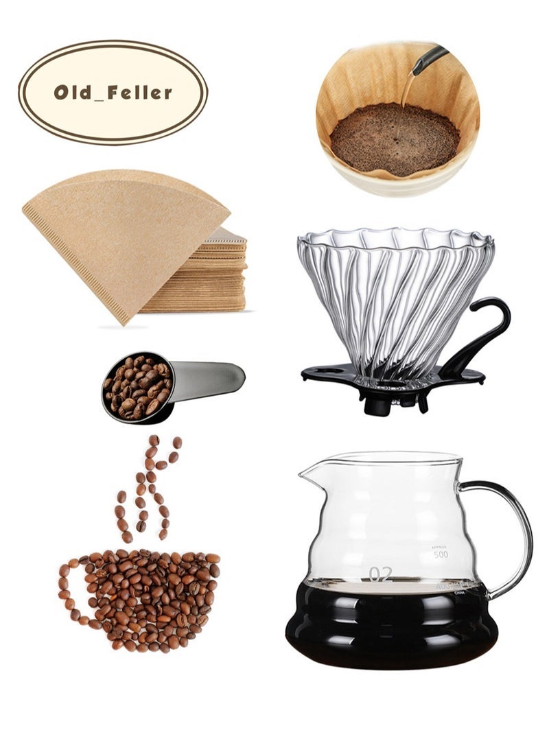 شاربدو ☕V60 مجموعة صانع القهوة بالتنقيط صب فوق صانع القهوة 4 قطع - Image 2