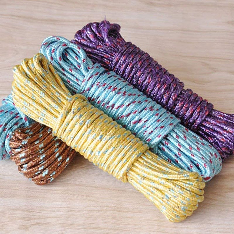 First Front Cloth Line Rope For Drying Clothes Nylon Cotton Rope 10 Mtr Pack of 5 Multicolour - Image 1