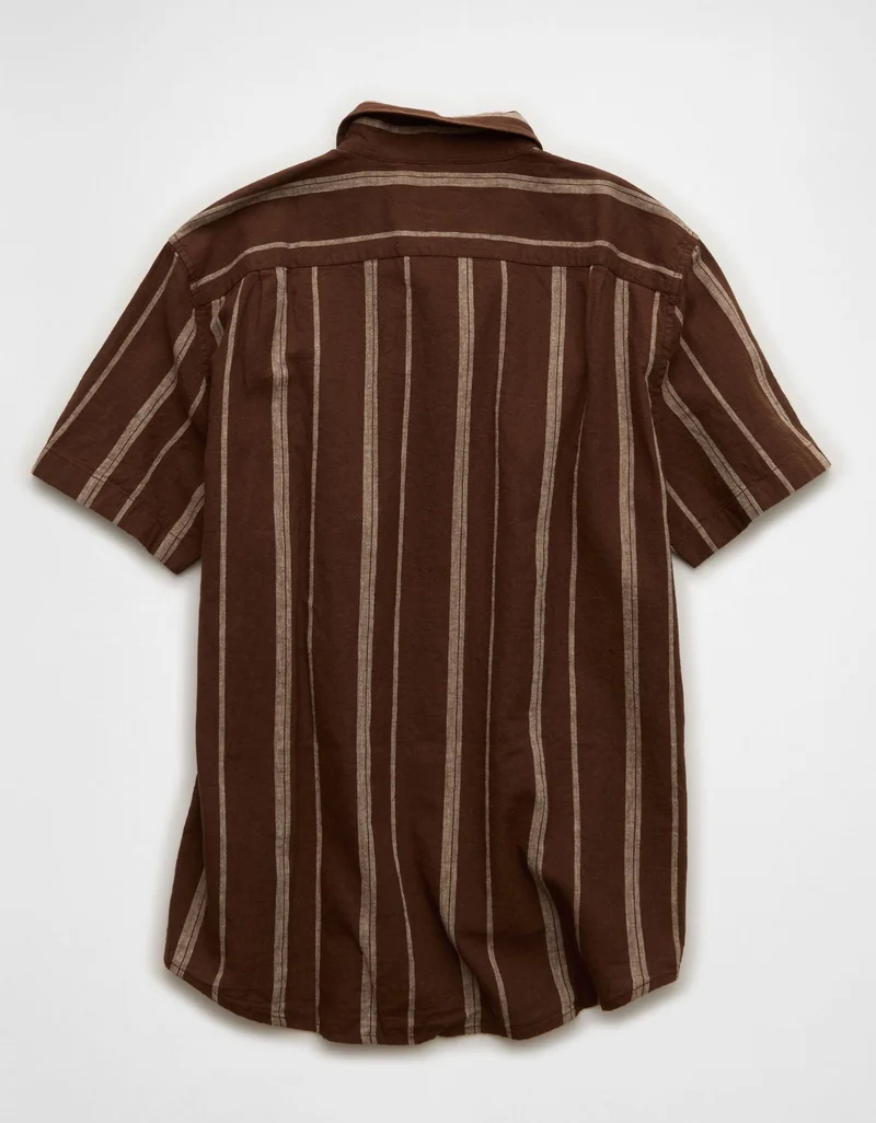 American Eagle AE Standard Fit Linen-Blend Button-Up Shirt