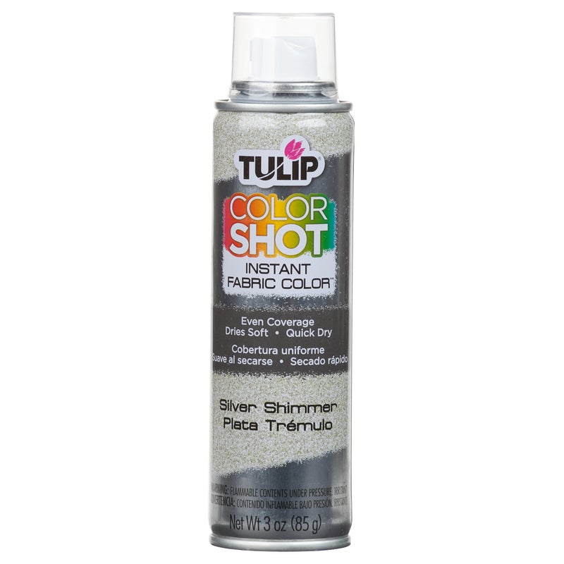 Tulip طلاء قماش بخاخ فوري من توليب كولور شوت، طلاء قماش دائم، 3 أونصات، لمسة فضية متلألئة - Image 2