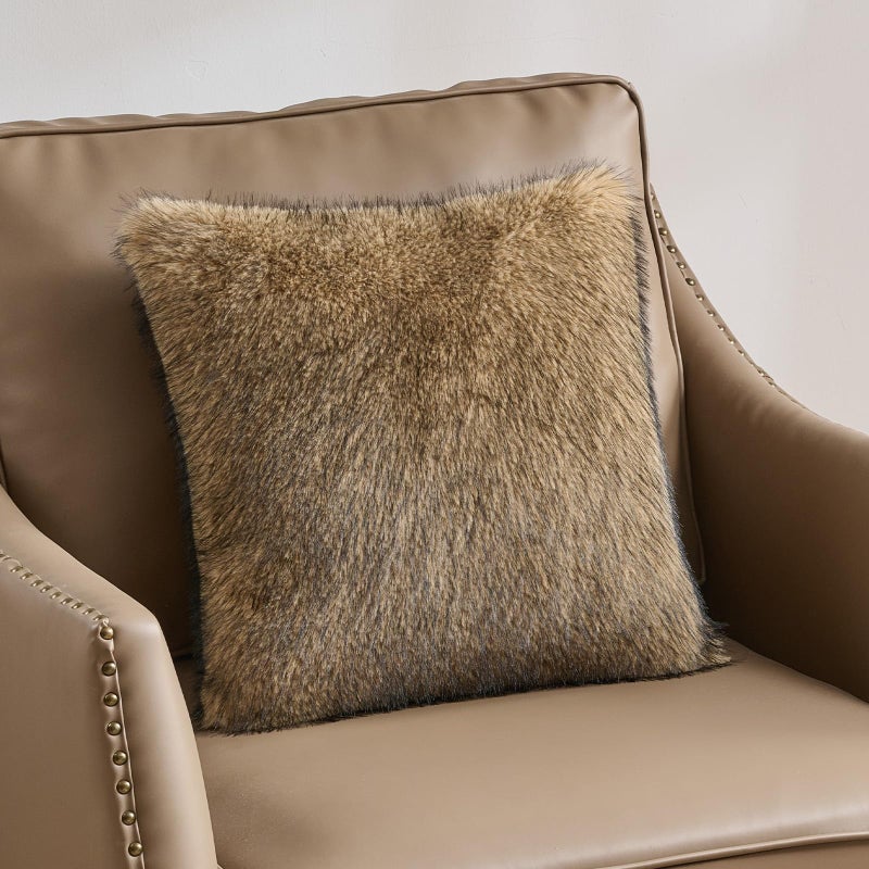 FUTEI Tawny Decorative Throw Pillow Covers 18x18 Inch Set of 2,Soft Faux Raccoon Fur Textured Cushion Case,Modern Home Luxurious Decor for Couch Bed Living Room - Image 5