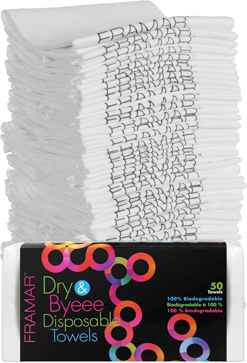 FRAMAR Disposable Towels for Salon Hair Towels for Women Salon Towels Bleach Safe White Spa Towels for Hair Drying Towel White Towels Bulk White Gym Towels Pack  50 Pack Disposable Towel