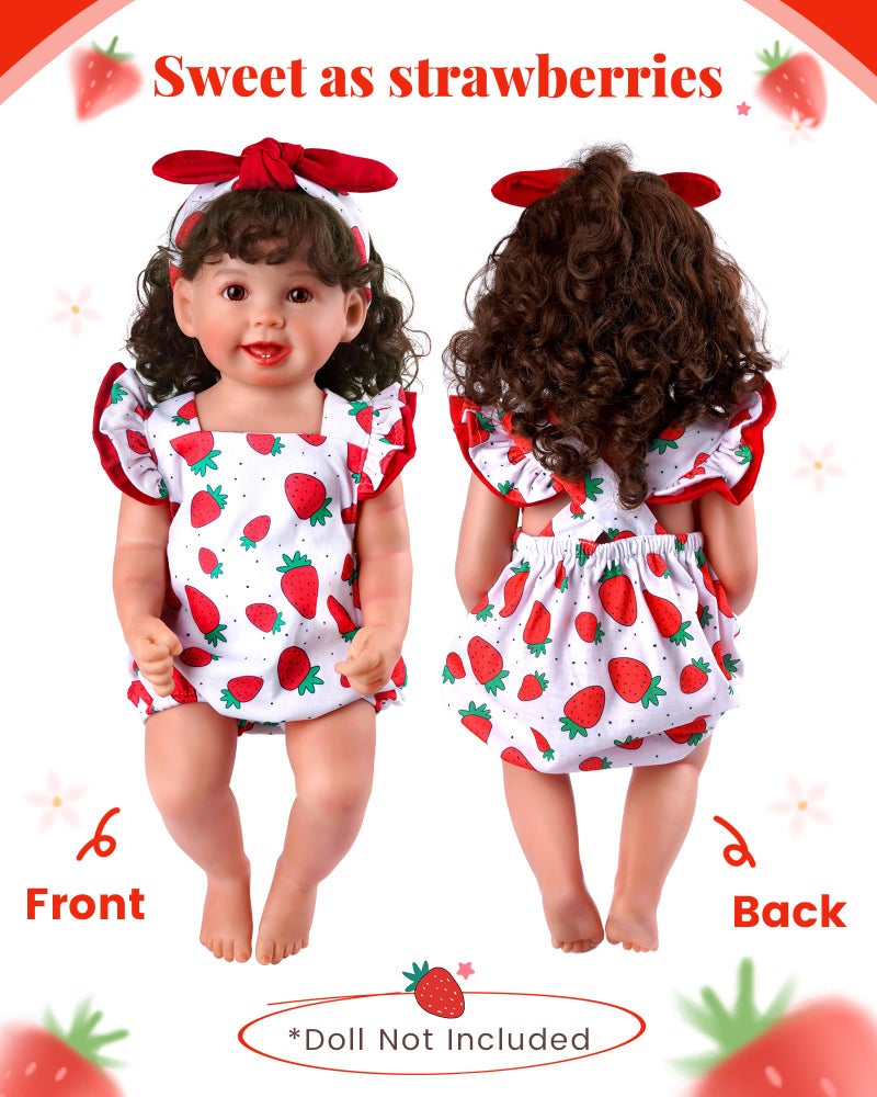BABESIDE Reborn Baby Doll Clothes for 18-20 Inch Dolls,Strawberry Outfit Set, Cute Baby Doll Accessories for Reborn Girl Dolls - Image 3