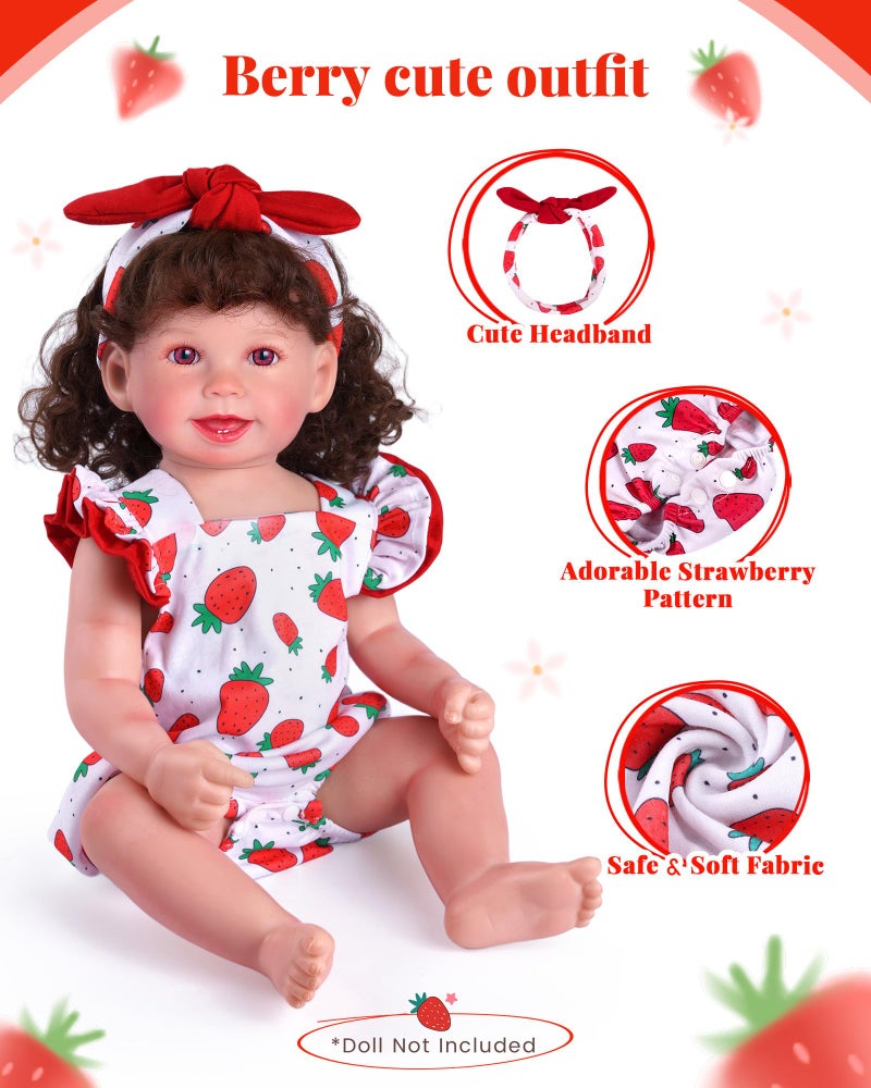 BABESIDE Reborn Baby Doll Clothes for 18-20 Inch Dolls,Strawberry Outfit Set, Cute Baby Doll Accessories for Reborn Girl Dolls - Image 4