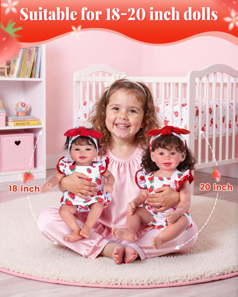 BABESIDE Reborn Baby Doll Clothes for 18-20 Inch Dolls,Strawberry Outfit Set, Cute Baby Doll Accessories for Reborn Girl Dolls - Image 5