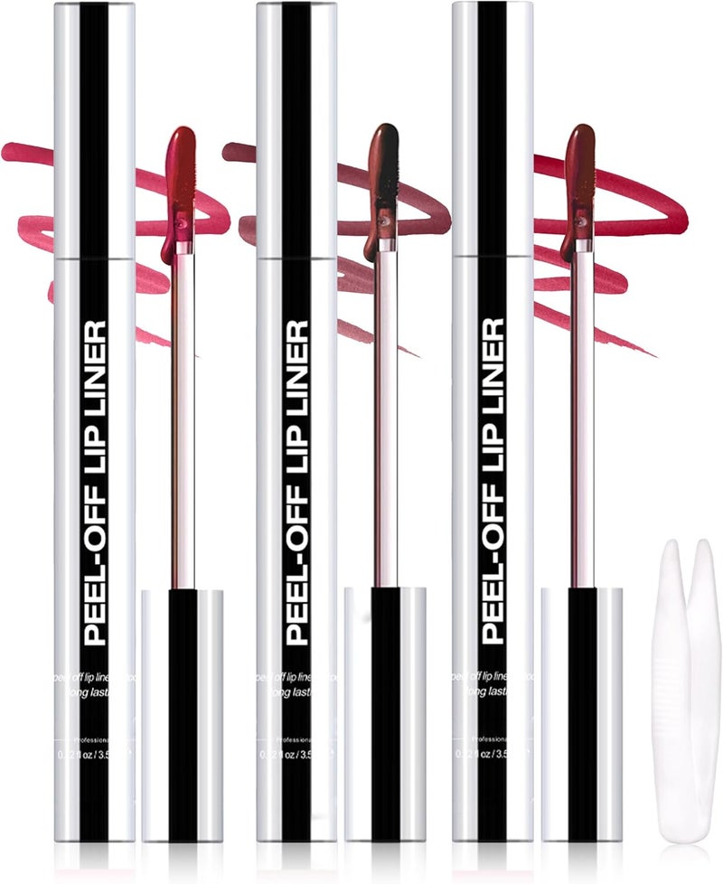 إيريندي 3 قطع قلم تحديد الشفاه القابل للتقشير بقع لون الشفاه طويل الأمد قابل للتقشير للنساء أحمر شفاه مائي غير لامع مقاوم للنقل لون شفاه صبغة عالية الصبغة قلم تحديد الشفاه 000306