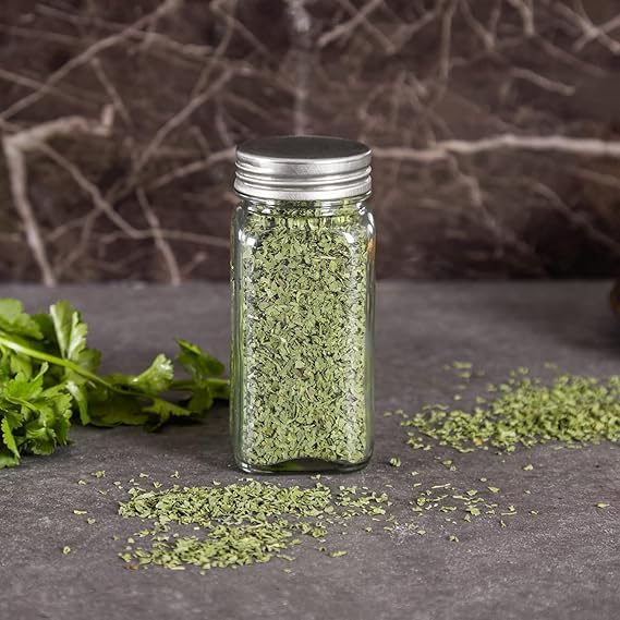 CASADELIGHT Square Glass Spice Jars 120 ml Clear Glass Square Spice Jar Black Sifter Two Sided Sifter Capshaker holespour open and Freshness Seal Silver 10 - Image 4