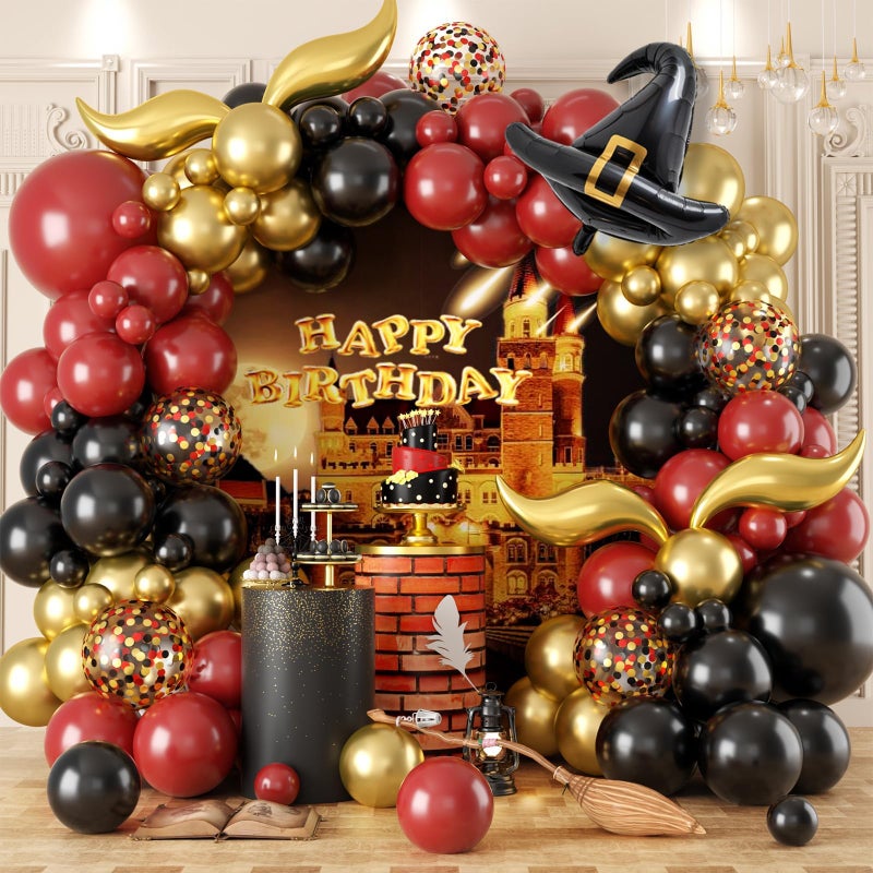 Sowide Balloon Garland Arch Kit Burgundy Black Gold Balloons with Bonus DIY Hat and Wings for Baby Shower Anniversary Graduation Party Supplies - Image 2