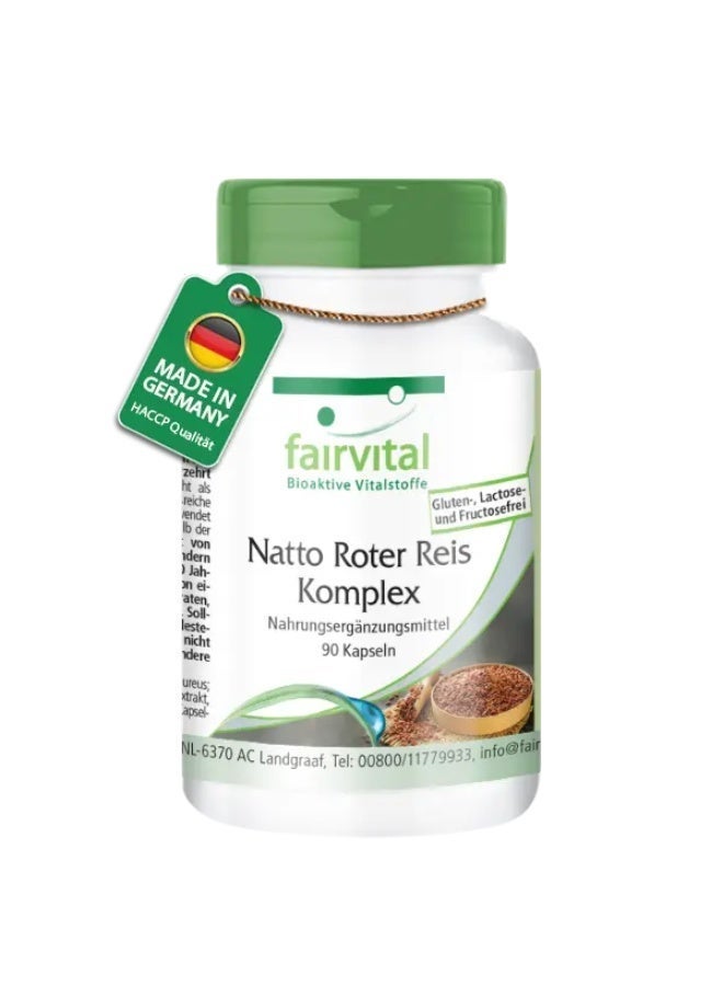 Fairvital Natto Red Rice Complex 600 mg ,to supporte heart and cardiovascular health ,and helping to naturally lower LDL (bad) cholesterol levels,120 Vegan Capsules , Made in Germany - Image 1