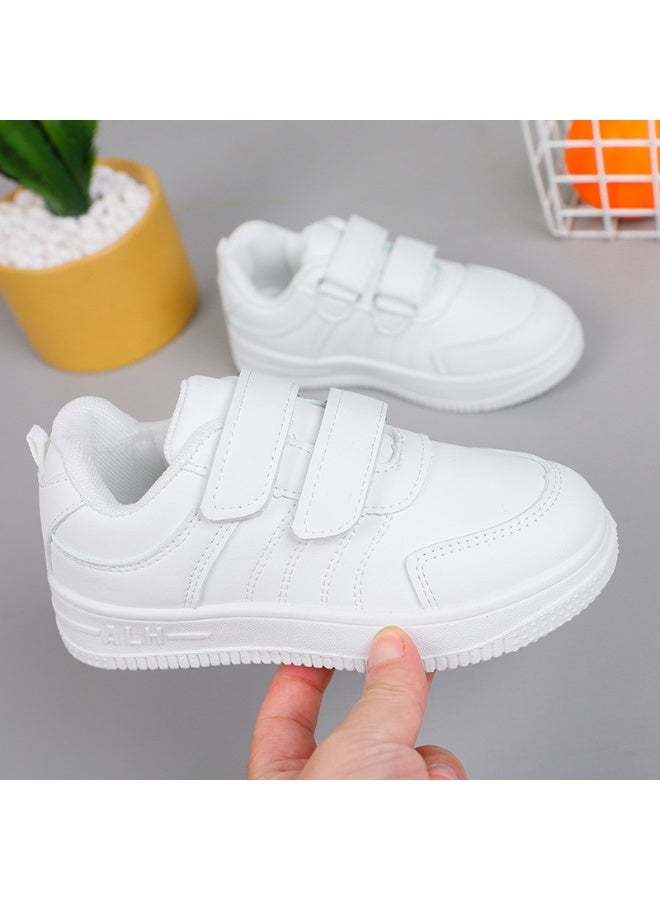 Kids' Waterproof Faux Leather White Sneakers 