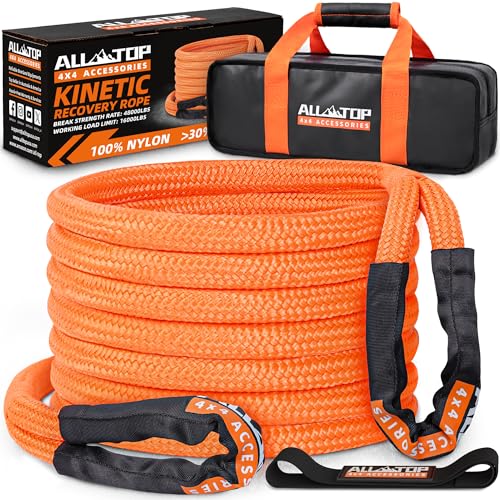 ALL-TOP Kinetic Recovery Rope, 48000Lbs, 1in x 20ft, Heavy Duty 30+% Elasticity, 16000Lbs Work Load Limit for 4x4 Offroad Vehicle - Image 1