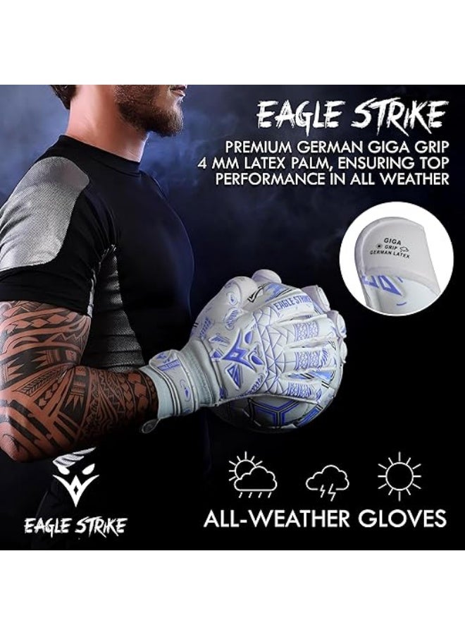 Eagle Strike Soccer Goalie Gloves - Fingers Protection, Sizes 5 to 11, 4mm German Giga Latex Pro-Level Gloves - Image 3