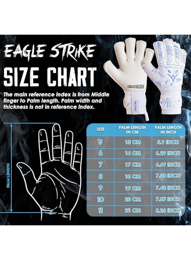Eagle Strike Soccer Goalie Gloves - Fingers Protection, Sizes 5 to 11, 4mm German Giga Latex Pro-Level Gloves - Image 4