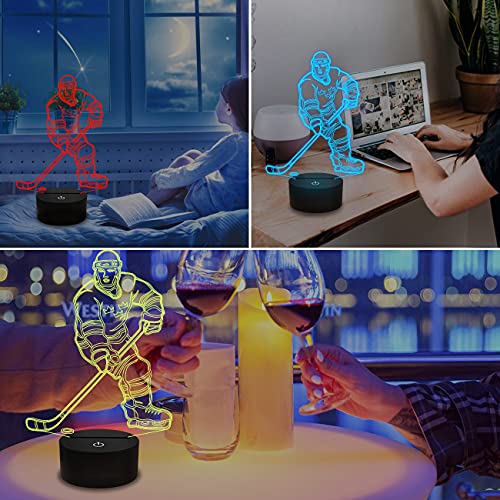 FULLOSUN فولوسون 3D أضواء الليل رياضة الهوكي على الجليد 3D وهمية مصباح بجانب السرير 16 لون متغير مع جهاز تحكم عن بعد أفضل هدايا عيد الميلاد للرجال والنساء - Image 5