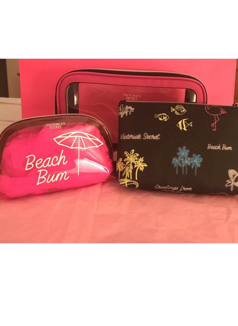 PINK - VS Neon  Backstage Nestled Trio Beauty Bag Set - Image 1