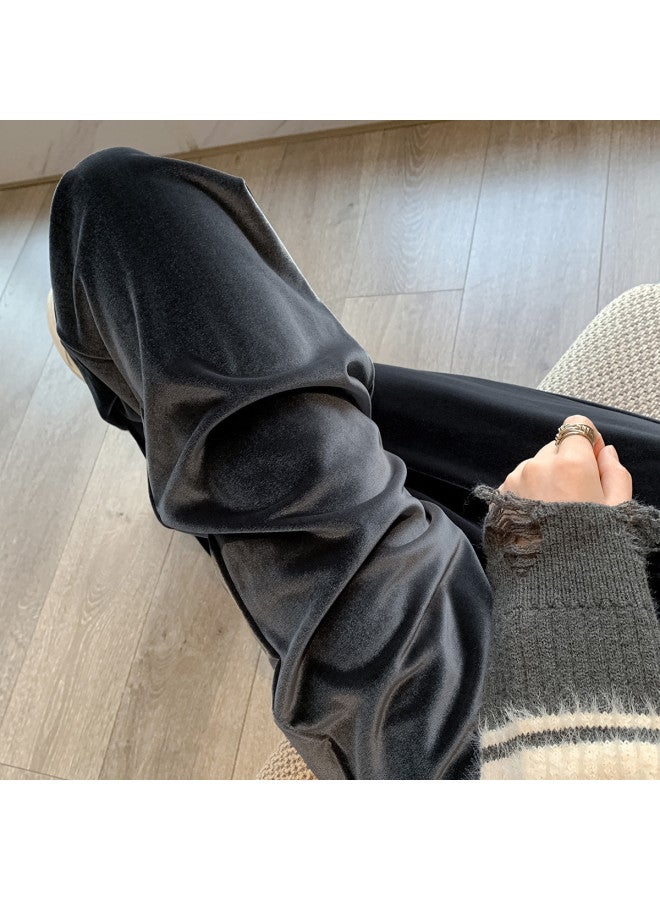 Baleno Korean Velvet Wide-Leg Pants For Women, Autumn Lazy Fashion High-Waisted Draped Trousers, Loose Fit Hip-Covering Slimming Versatile Casual Pants - Image 2