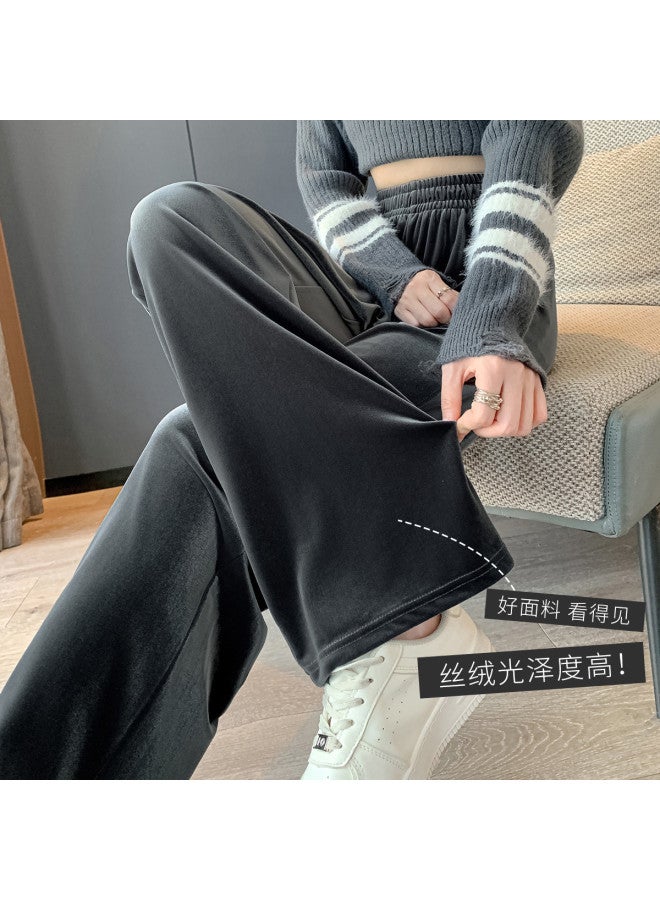 Baleno Korean Velvet Wide-Leg Pants For Women, Autumn Lazy Fashion High-Waisted Draped Trousers, Loose Fit Hip-Covering Slimming Versatile Casual Pants - Image 4