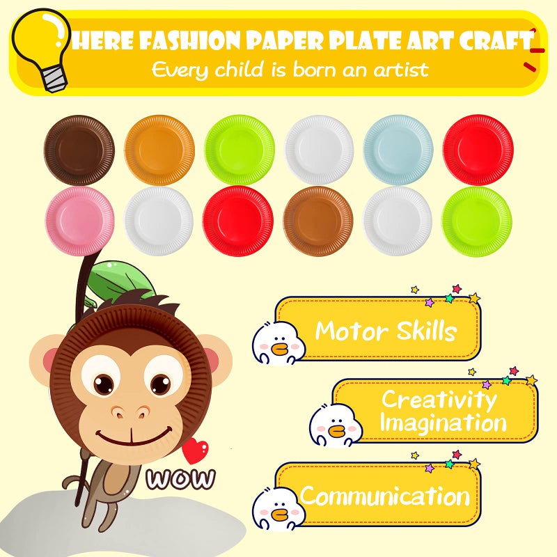 BAODLON Arts and Crafts Kits for Kids, 12 Pack Simple Crafts Animal Paper Plate Art Kit for 2 3 4 5 Year Old Toddler Boys Girls, DIY Kids Crafts for Preschool Classroom Activity/Birthday/Party Game - Image 3