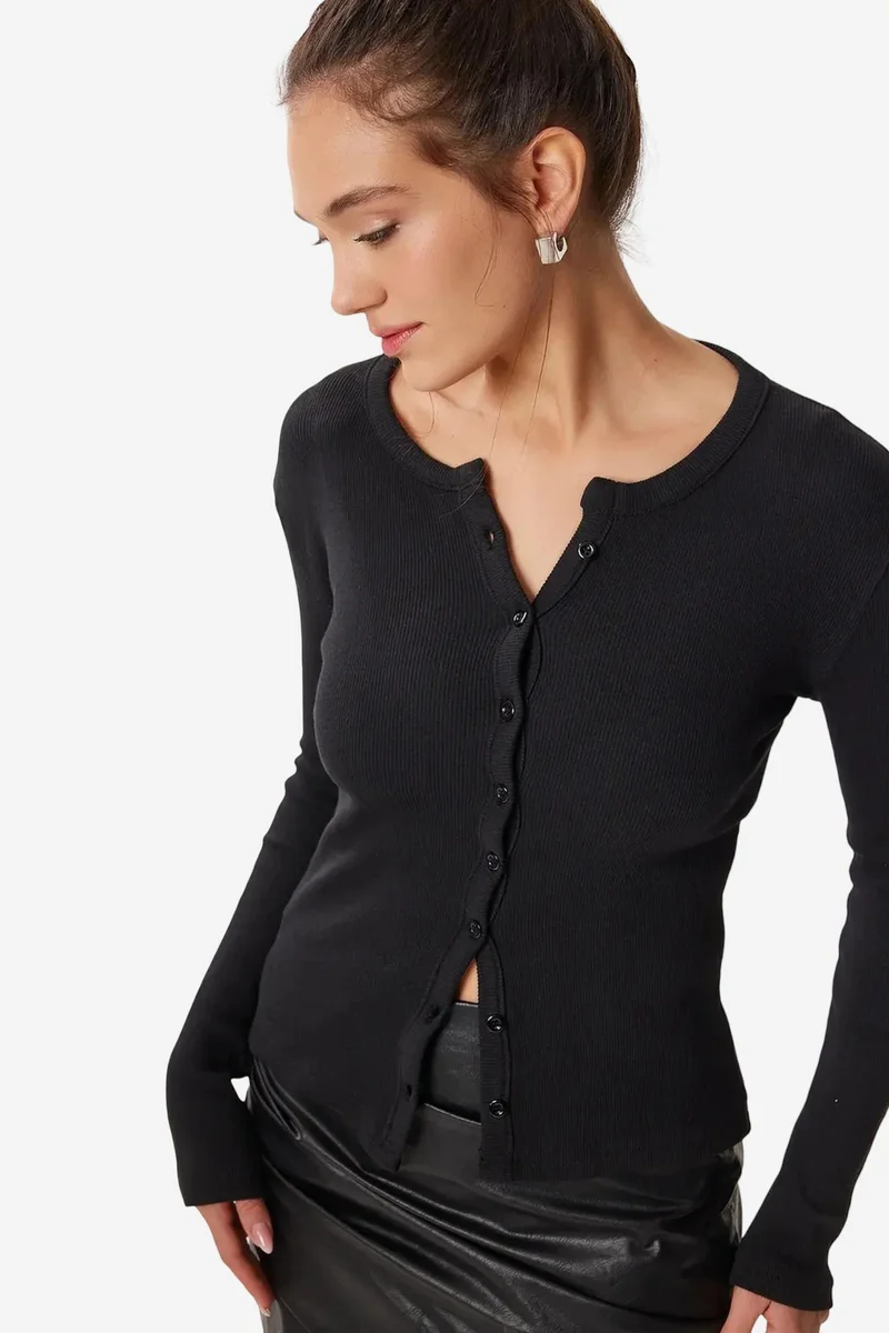 هابينس اسطنبول ISTANBUL Slim Fit Ribbed Knit Cardigan