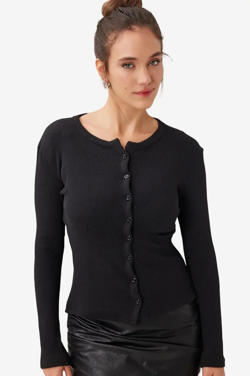 هابينس اسطنبول ISTANBUL Slim Fit Ribbed Knit Cardigan