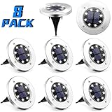 SOLPEX Solpex Solar Ground Lights 8 Pack, 8 LED Solar Powered Disk Lights Outdoor Waterproof Garden Landscape Lighting for  - Image 1